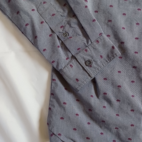 EUC United by Blue Bison Print Button Down Sport Shirt Long Sleeve Gray Size M - Picture 5 of 11